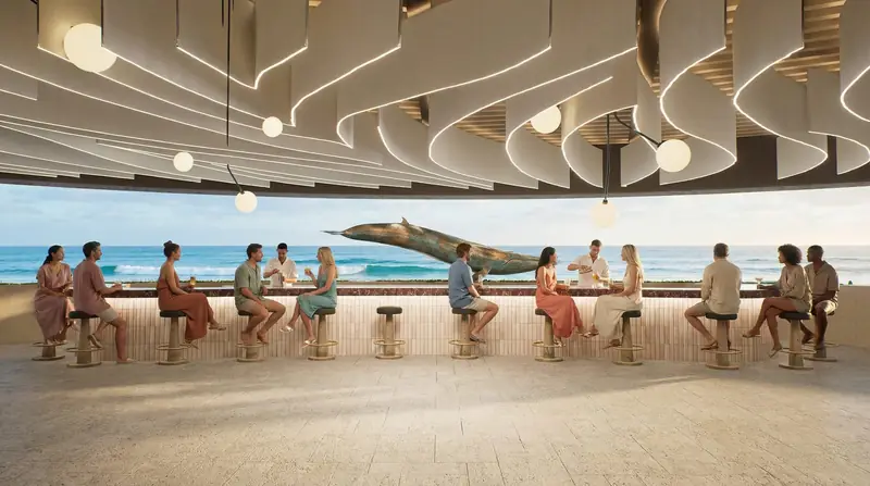 The Beach Club overlooking the ocean